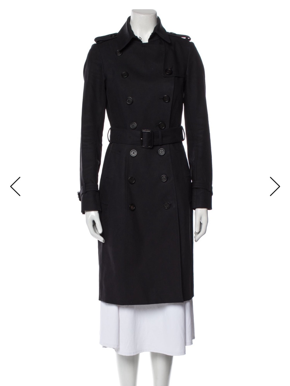 Burberry Prorsum Sz 4 Black Double-Breasted Trench Coat - Women's